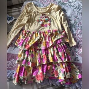 Little Sleepies Disney Yellow and Pink Floral Kids Dress